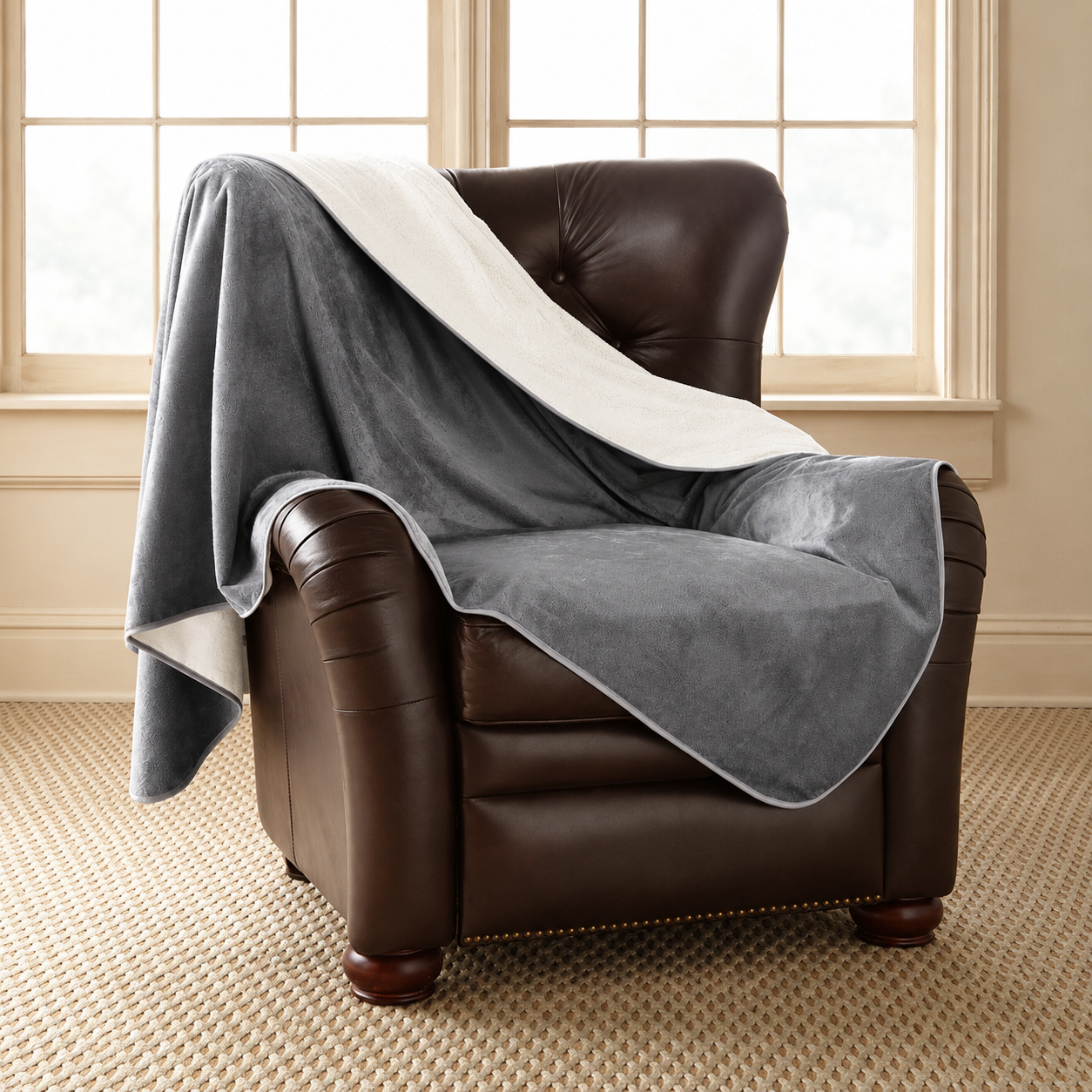 Clearance - Silky Waterproof Throw DOVE/BUFF