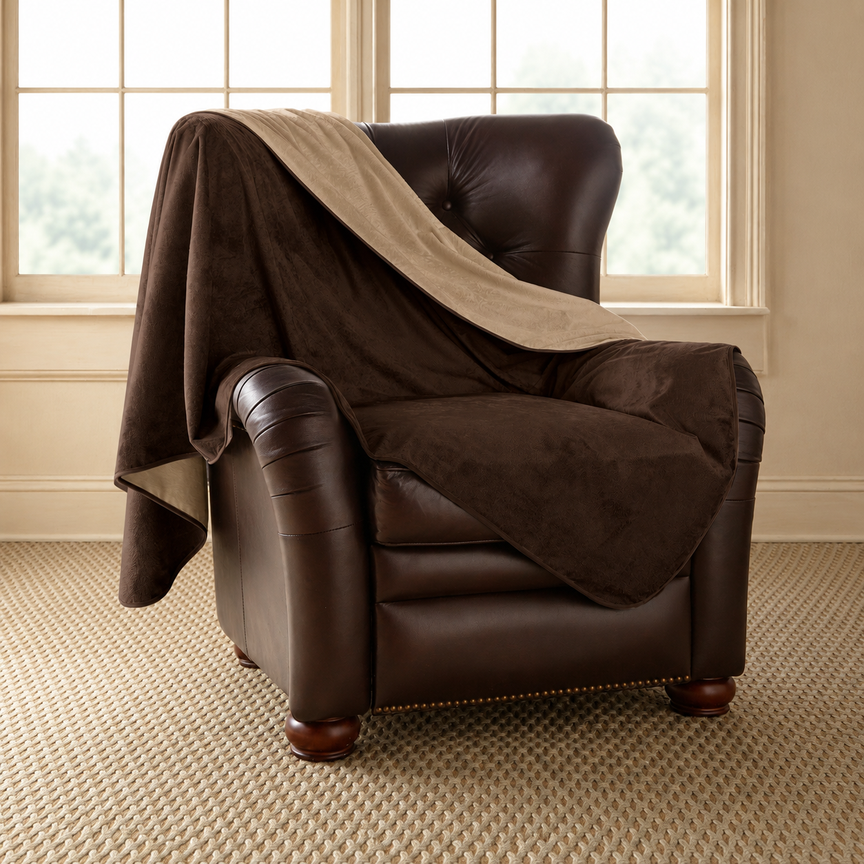 Clearance - Silky Waterproof Throw CHOCOLATE/CAPPUCCINO