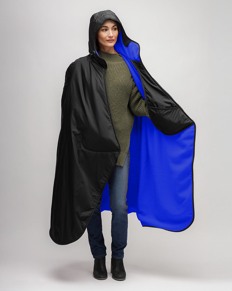 Extreme Weather Sideline Cape - Black/Royal